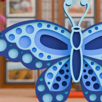 Intra απο ξύλο plywood 3mm-4mm πάχος - Σχεδιασμός Χειροτεχνίας Colorful Butterfly  Δίασταση 4x4 cm INTRAFABR-97876782 - Image 2