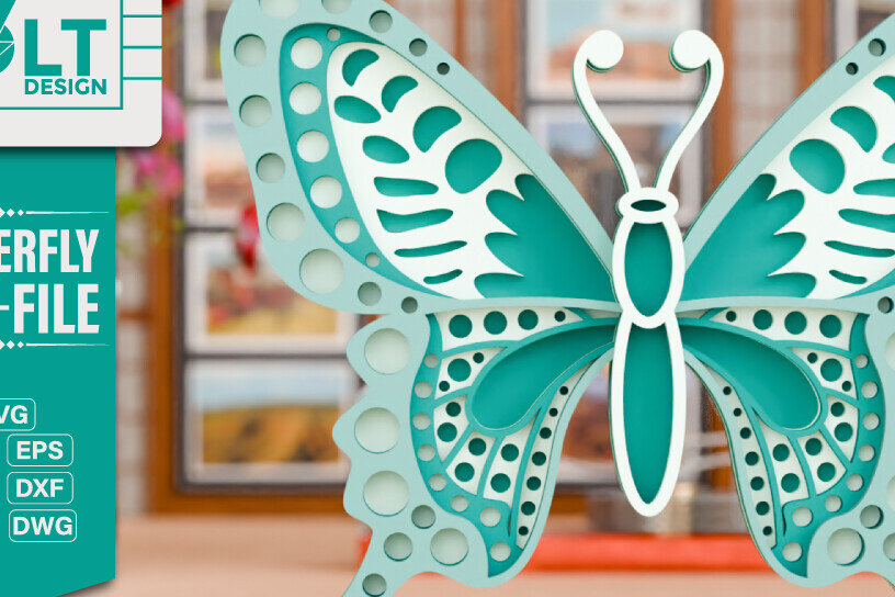 Intra απο ξύλο plywood 3mm-4mm πάχος - Σχεδιασμός Χειροτεχνίας Colorful Butterfly  Δίασταση 4x4 cm INTRAFABR-97609387