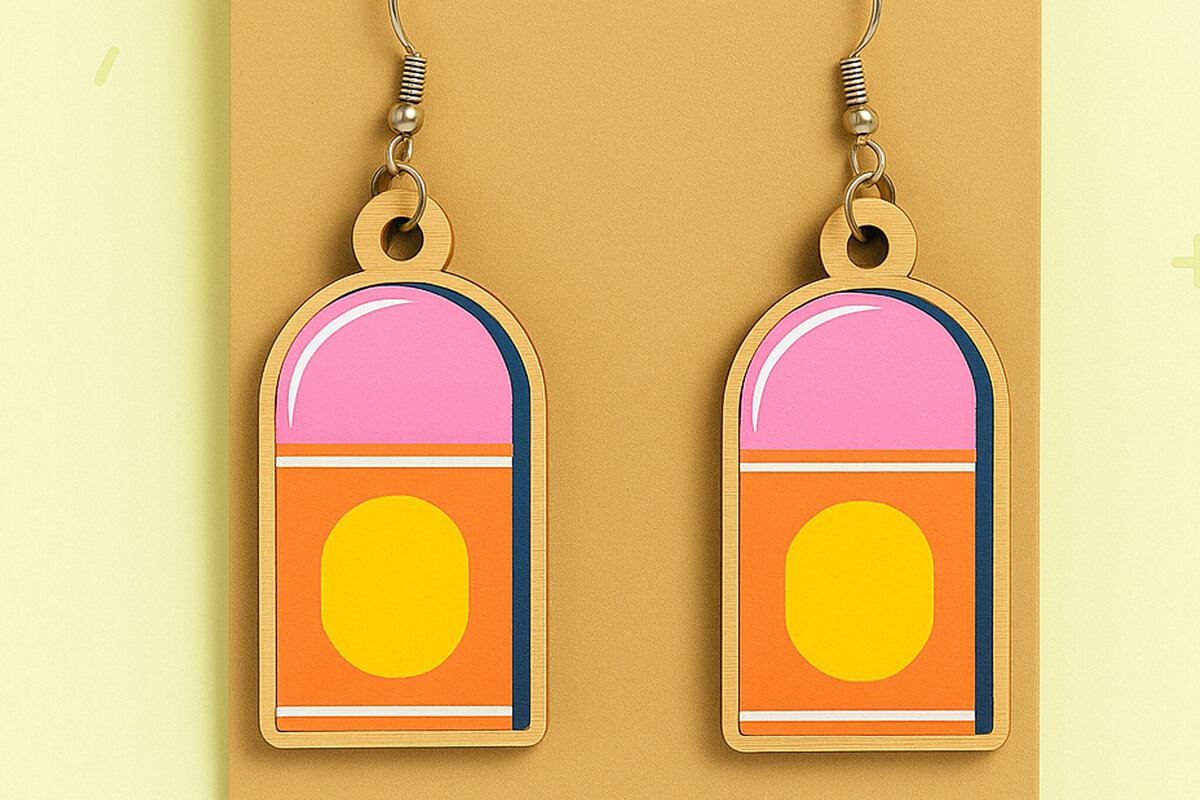 Intra απο ξύλο plywood 3mm-4mm πάχος - Πολύχρωμα Σκουλαρίκια Γόμα  Δίασταση 3x3 cm INTRAFABR-124974533