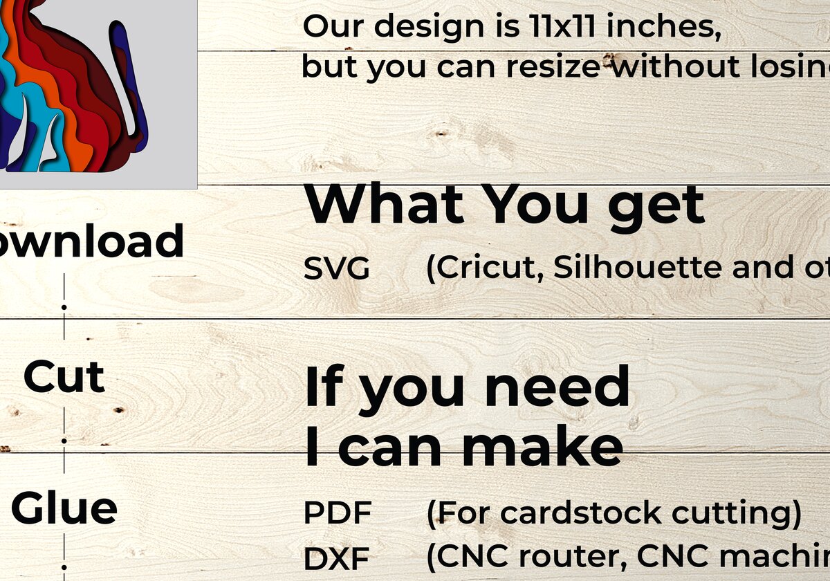 Intra απο ξύλο plywood 3mm-4mm πάχος - Colorful Layered Cat , Shadow Box  Δίασταση 25x25 cm INTRAFABR-76993200