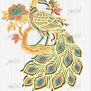 Intra απο ξύλο plywood 3mm-4mm πάχος - Πολύχρωμο  Peacock  με στρώσεις Δίασταση 30x20 cm INTRAFABR-125083021 - Image 1