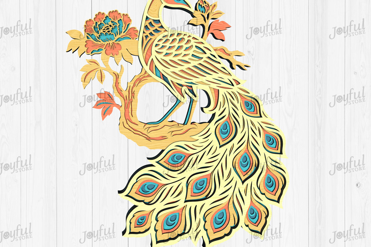 Intra απο ξύλο plywood 3mm-4mm πάχος - Πολύχρωμο  Peacock  με στρώσεις Δίασταση 30x20 cm INTRAFABR-125083021