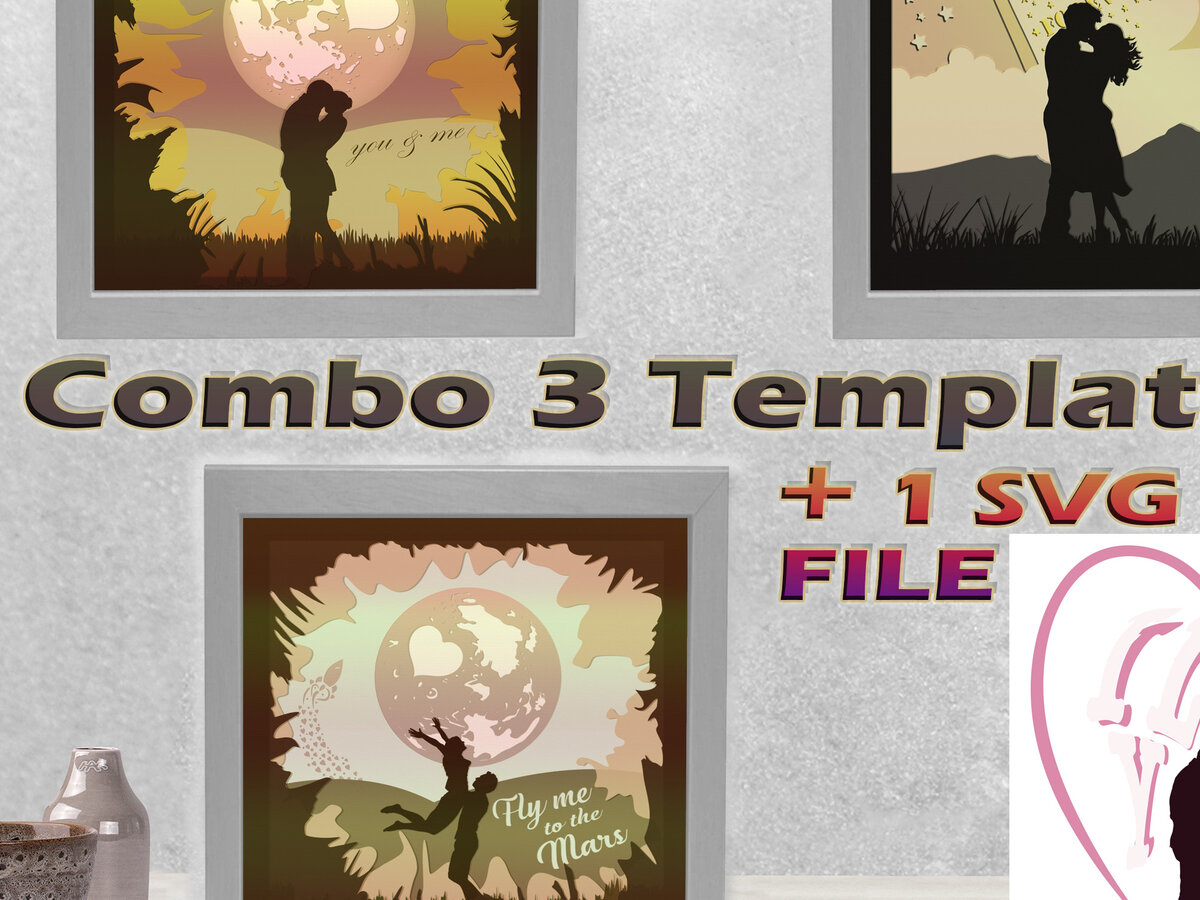 Intra απο ξύλο plywood 3mm-4mm πάχος - Combo Couples 3 Light Box Templates Δίασταση 18x18 cm INTRAFABR-10262375