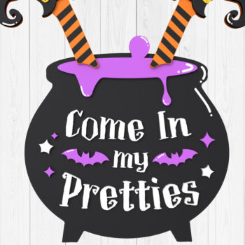 Intra απο ξύλο plywood 3mm-4mm πάχος - Come in My Pretties, Halloween Sign Δίασταση 15x15 cm INTRAFABR-105736224 - Image 1