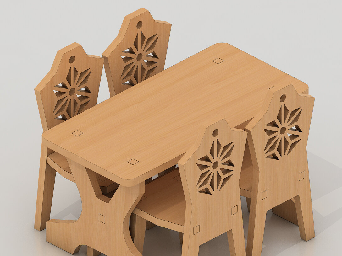 Intra απο ξύλο plywood 3mm-4mm πάχος - Μικρά σχέδια για τραπέζι πικνίκ Δίασταση 30x20 cm INTRAFABR-91139481