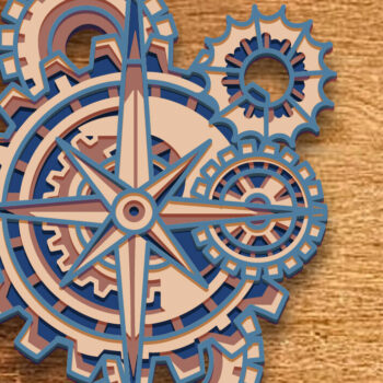 Intra απο ξύλο plywood 3mm-4mm πάχος - Compass Mandala Multilayer /3D Δίασταση 30x30 cm INTRAFABR-83667987 - Image 1