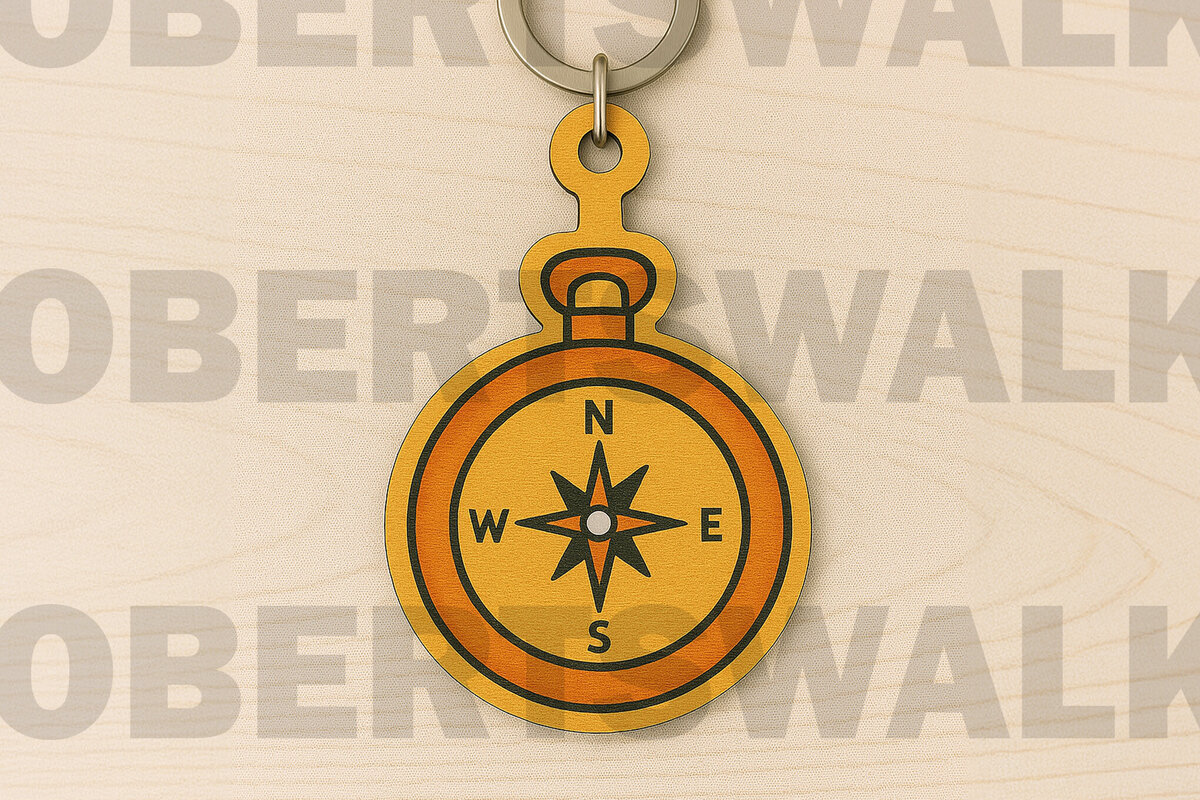 Intra απο ξύλο plywood 3mm-4mm πάχος - Μπρελόκ πυξίδας  Δίασταση 4x4 cm INTRAFABR-123331055