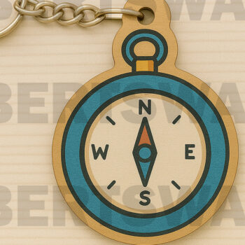 Intra απο ξύλο plywood 3mm-4mm πάχος - Μπρελόκ πυξίδας  Δίασταση 4x4 cm INTRAFABR-123125905 - Image 1