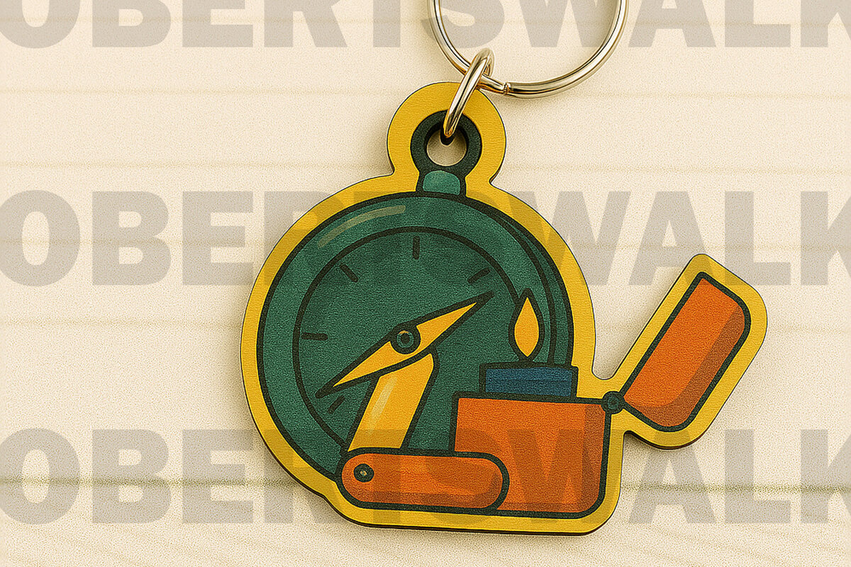 Intra απο ξύλο plywood 3mm-4mm πάχος - Πυξίδα &amp; Αναπτήρας Μπρελόκ  Δίασταση 4x4 cm INTRAFABR-123666136