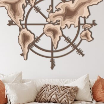 Intra απο ξύλο plywood 3mm-4mm πάχος - COMPASS MAP Έργο κοπής ξύλου με λέιζερ Δίασταση 32x27 cm INTRAFABR-35008386 - Image 4