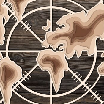 Intra απο ξύλο plywood 3mm-4mm πάχος - COMPASS MAP Έργο κοπής ξύλου με λέιζερ Δίασταση 32x27 cm INTRAFABR-35008386 - Image 5