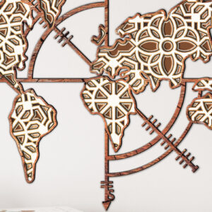 Intra απο ξύλο plywood 3mm-4mm πάχος -  με λέιζερ πολλαπλών επιπέδων χάρτη πυξίδας Δίασταση 24x28 cm INTRAFABR-12636931