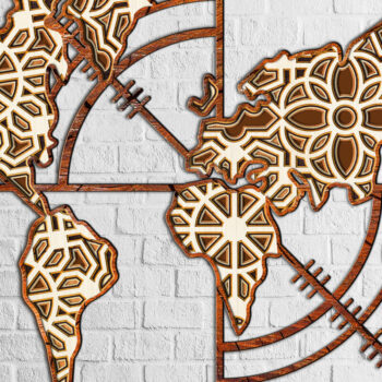 Intra απο ξύλο plywood 3mm-4mm πάχος -  με λέιζερ πολλαπλών επιπέδων χάρτη πυξίδας Δίασταση 24x28 cm INTRAFABR-12636931 - Image 4