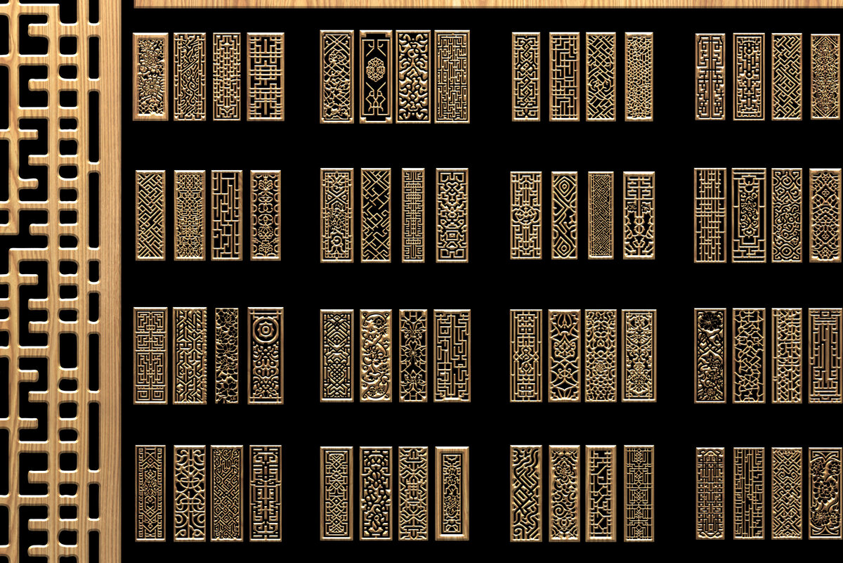 Intra απο ξύλο plywood 3mm-4mm πάχος - Σύνθετα μοτίβα κοπής με λέιζερ Δίασταση 3200x7200 cm INTRAFABR-118188051