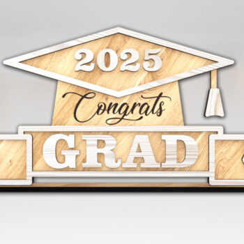 Intra απο ξύλο plywood 3mm-4mm πάχος - Συγχαρητήρια Grad 2025 Stand Δίασταση 6x3 cm INTRAFABR-121358685 - Image 2