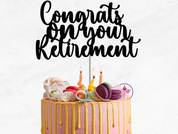 Intra απο ξύλο plywood 3mm-4mm πάχος - Συγχαρητήρια για τη συνταξιοδότησή σας Cake Topper Δίασταση 20x20 cm INTRAFABR-75198547 - Image 1