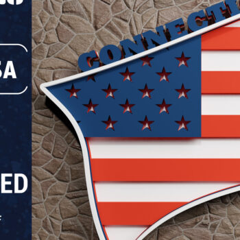 Intra απο ξύλο plywood 3mm-4mm πάχος - Κόψιμο χαρτιού 3d  Flag Connecticut ΗΠΑ Δίασταση 1200x1200 cm INTRAFABR-65457011 - Image 1