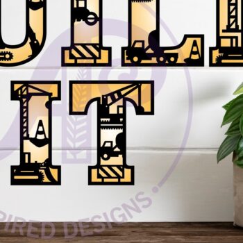 Intra απο ξύλο plywood 3mm-4mm πάχος - Σετ Αλφαβήτου με θέμα Κατασκευές. 2 στρώμα Δίασταση 30x20 cm INTRAFABR-83416755 - Image 1