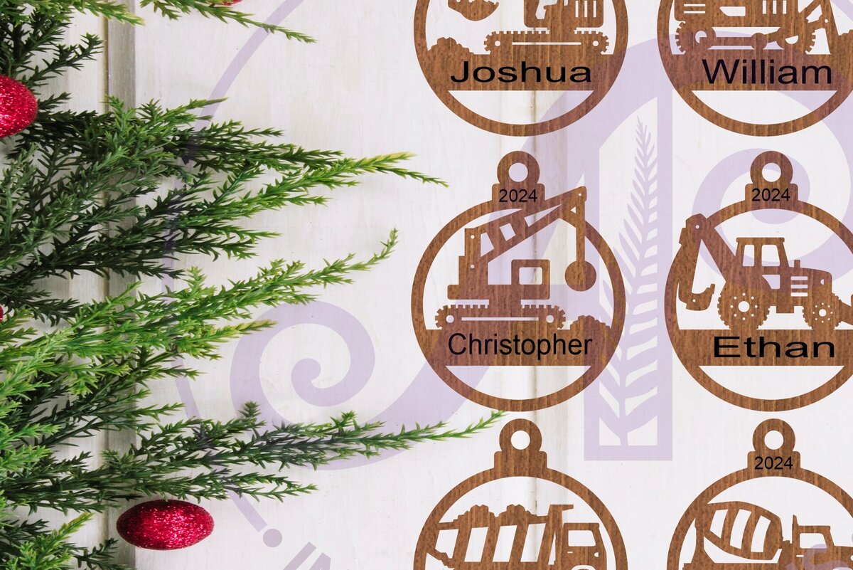 Intra απο ξύλο plywood 3mm-4mm πάχος - Χριστουγεννιάτικο στολίδι οχημάτων κατασκευής Δίασταση 6x6 cm INTRAFABR-107605239