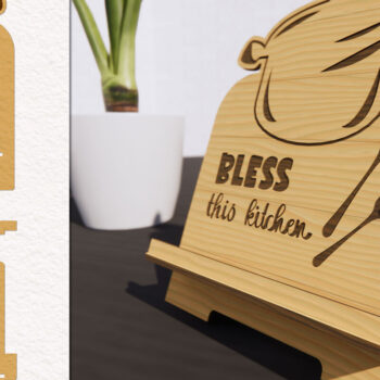 Intra απο ξύλο plywood 3mm-4mm πάχος - Βάση βιβλίων μαγειρικής με λέιζερ Δίασταση 20x20 cm INTRAFABR-78786927 - Image 1