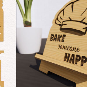 Intra απο ξύλο plywood 3mm-4mm πάχος - Βάση βιβλίων μαγειρικής με λέιζερ Δίασταση 20x20 cm INTRAFABR-78786940