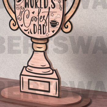 Intra απο ξύλο plywood 3mm-4mm πάχος - Coolest Dad Trophy Laser Cut Δίασταση 20x20 cm INTRAFABR-122192356 - Image 1