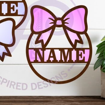 Intra απο ξύλο plywood 3mm-4mm πάχος - Κοκέτα Όνομα Φιόγκος Τοίχο σημάδι Δίασταση 30x20 cm INTRAFABR-120130518 - Image 3