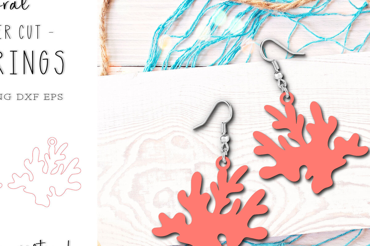 Intra απο ξύλο plywood 3mm-4mm πάχος -  κοπής με λέιζερ Coral Summer Earrings Δίασταση 900x900 cm INTRAFABR-120429103