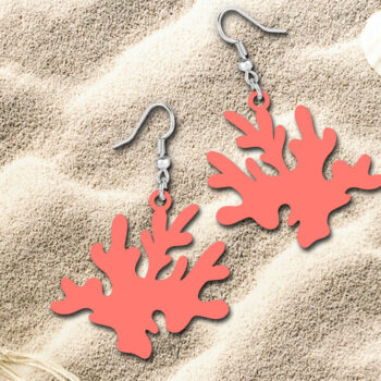Intra απο ξύλο plywood 3mm-4mm πάχος -  κοπής με λέιζερ Coral Summer Earrings Δίασταση 900x900 cm INTRAFABR-120429103 - Image 2