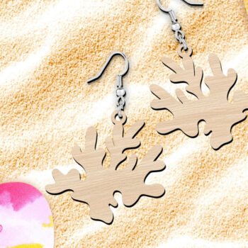 Intra απο ξύλο plywood 3mm-4mm πάχος -  κοπής με λέιζερ Coral Summer Earrings Δίασταση 900x900 cm INTRAFABR-120429103 - Image 4