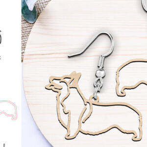 Intra απο ξύλο plywood 3mm-4mm πάχος -  κοπής με λέιζερ Corgi Dog Earrings Δίασταση 900x900 cm INTRAFABR-119533981
