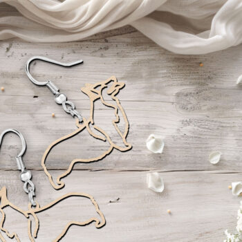 Intra απο ξύλο plywood 3mm-4mm πάχος -  κοπής με λέιζερ Corgi Dog Earrings Δίασταση 900x900 cm INTRAFABR-119533981 - Image 2