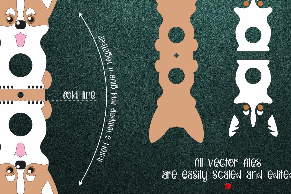 Intra απο ξύλο plywood 3mm-4mm πάχος - Πρότυπο θήκης Lollipop Corgi Dog  Δίασταση 30x20 cm INTRAFABR-25335937