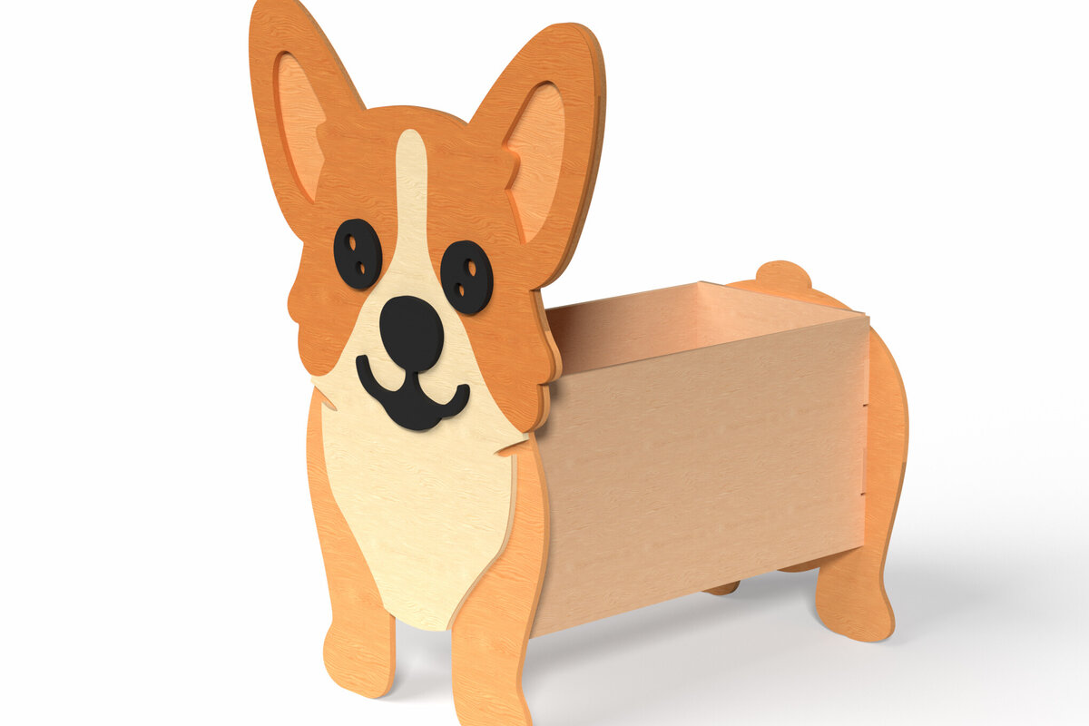 Intra απο ξύλο plywood 3mm-4mm πάχος - Corgi Dog Organizer Box – Laser Cut Δίασταση 30x20 cm INTRAFABR-120635185