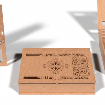 Intra απο ξύλο plywood 3mm-4mm πάχος - Γωνιακό λουλουδάτο μοτίβο Laser Cut Box Δίασταση 30x30 cm INTRAFABR-118221926 - Image 1