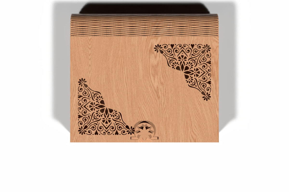 Intra απο ξύλο plywood 3mm-4mm πάχος - Γωνιακό μοτίβο κοπής με λέιζερ Ξύλινο κουτί  Δίασταση 30x30 cm INTRAFABR-118221894