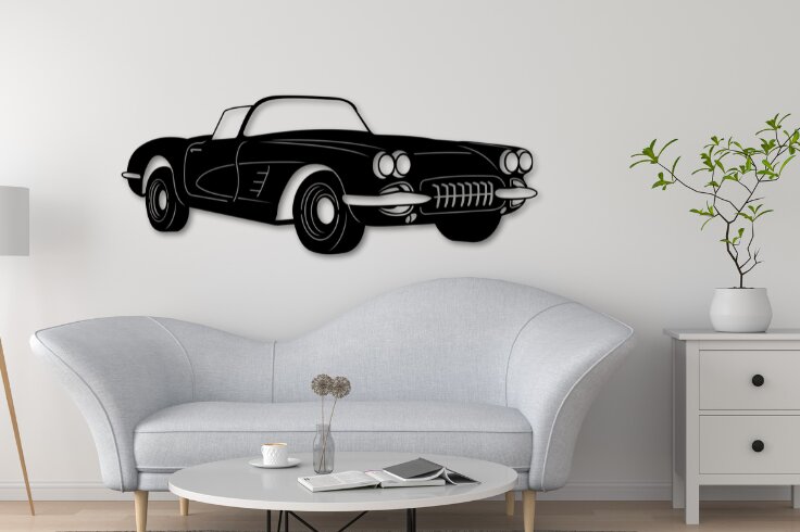 Intra απο ξύλο plywood 3mm-4mm πάχος - Corvette C1 Laser Cut Car Silhouette Δίασταση 20x20 cm INTRAFABR-111058563