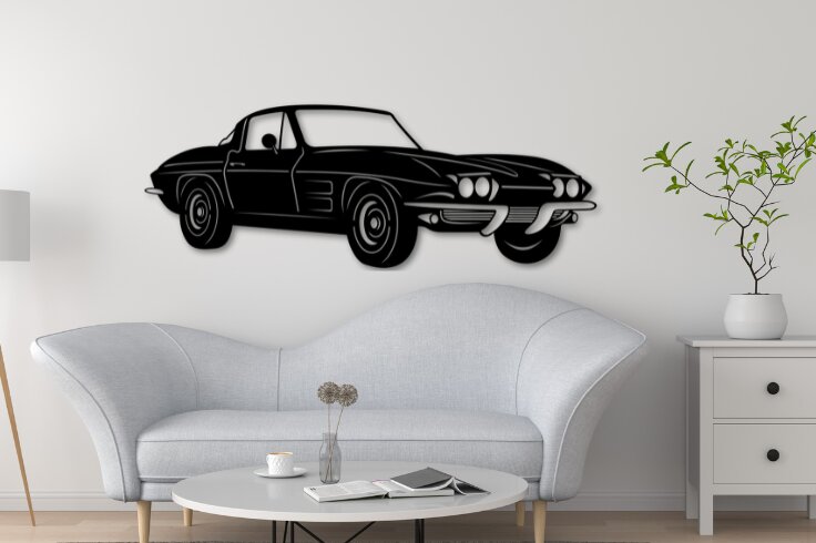 Intra απο ξύλο plywood 3mm-4mm πάχος - Μοντέλο αυτοκινήτου Corvette C2 Laser Cut, Car Dxf Δίασταση 20x20 cm INTRAFABR-111176434