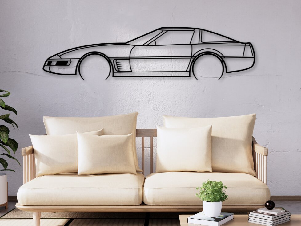 Intra απο ξύλο plywood 3mm-4mm πάχος - Corvette C4 Laser Cut Car Silhouette Δίασταση 20x20 cm INTRAFABR-111251094