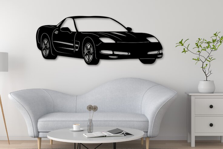 Intra απο ξύλο plywood 3mm-4mm πάχος - Πρότυπο αυτοκινήτου κοπής με λέιζερ Corvette C5 Δίασταση 20x20 cm INTRAFABR-111251340