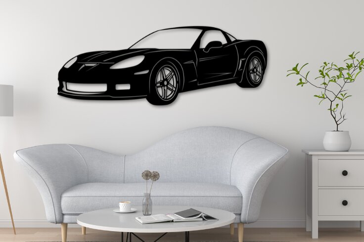 Intra απο ξύλο plywood 3mm-4mm πάχος - Ψηφιακό διανυσματικό σχέδιο αυτοκινήτου Corvette C6 Δίασταση 20x20 cm INTRAFABR-111251425