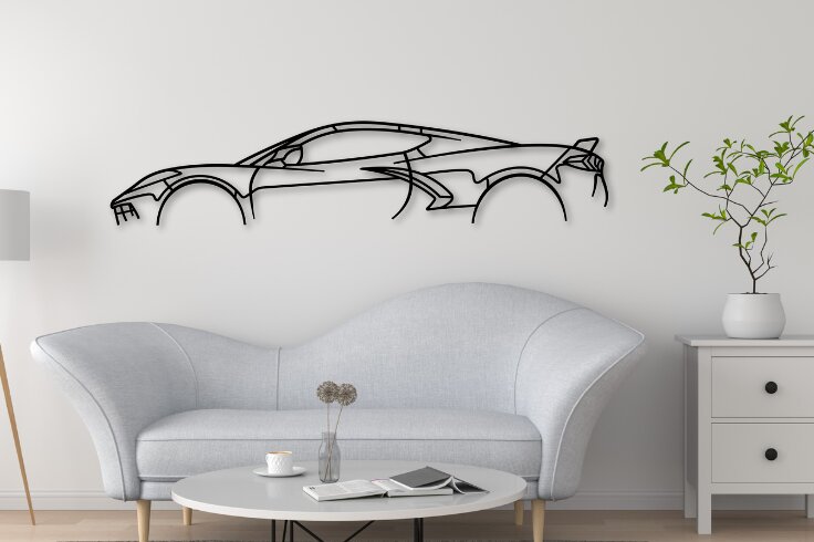 Intra απο ξύλο plywood 3mm-4mm πάχος - Corvette C8 Laser Cut Car Wall Art Δίασταση 40x50 cm INTRAFABR-111318385