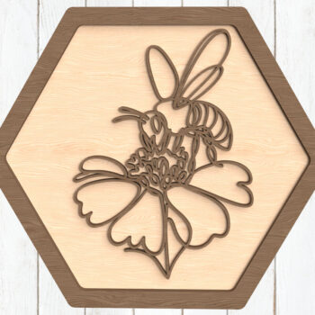 Intra απο ξύλο plywood 3mm-4mm πάχος - Cosmos Bloom and Bee Laser Cut Δίασταση 6x6 cm INTRAFABR-123125238 - Image 1