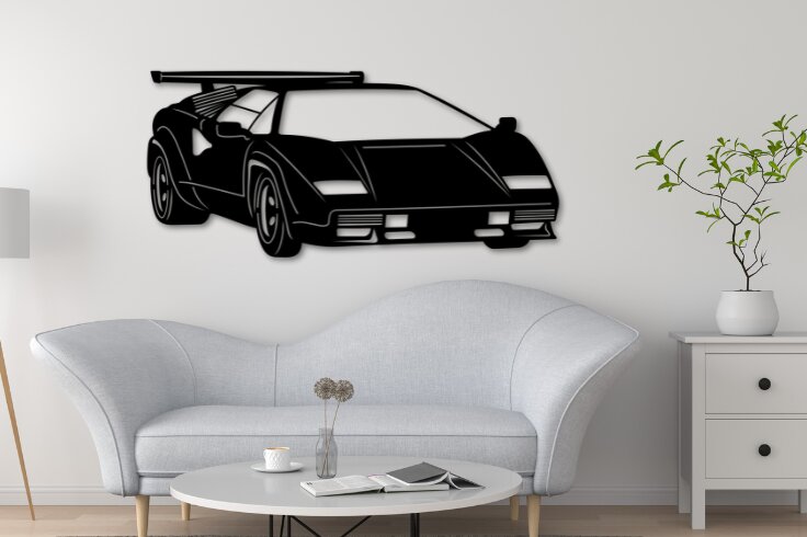 Intra απο ξύλο plywood 3mm-4mm πάχος - Διακόσμηση τοίχου αυτοκινήτου Countach με λέιζερ, Δίασταση 20x20 cm INTRAFABR-111362741