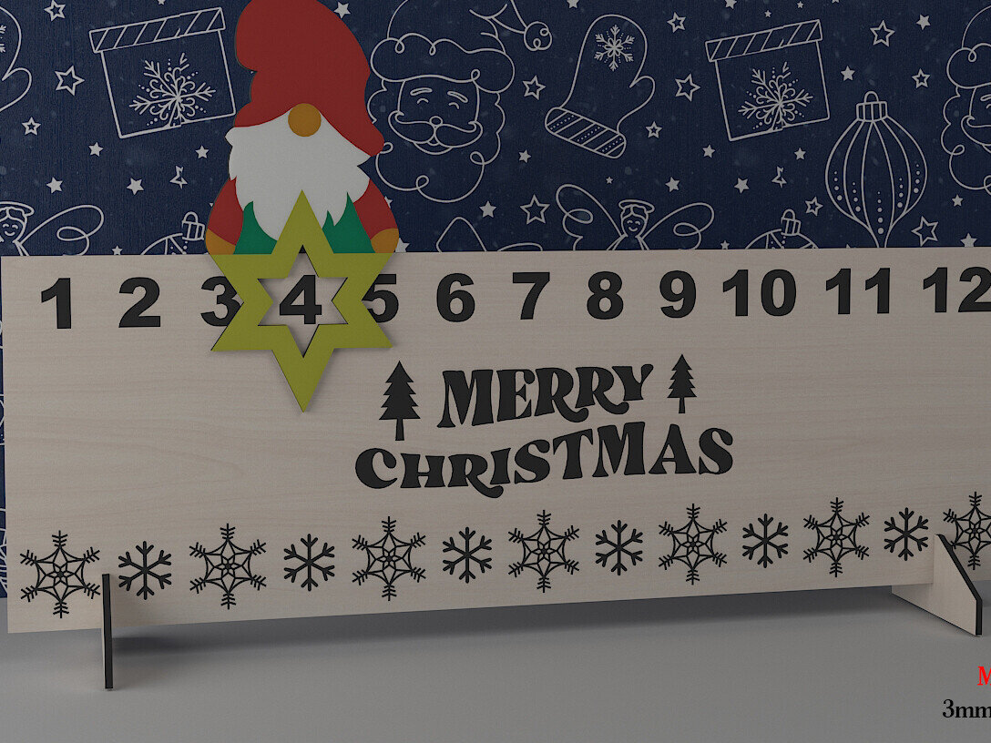 Intra απο ξύλο plywood 3mm-4mm πάχος - Αντίστροφη μέτρηση για το χριστουγεννιάτικο ημερολόγιο Noel Δίασταση 30x20 cm INTRAFABR-79678962