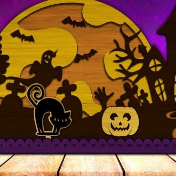 Intra απο ξύλο plywood 3mm-4mm πάχος - Αντίστροφη μέτρηση για το τρομακτικό Halloween Δίασταση 15x15 cm INTRAFABR-102057275 - Image 1