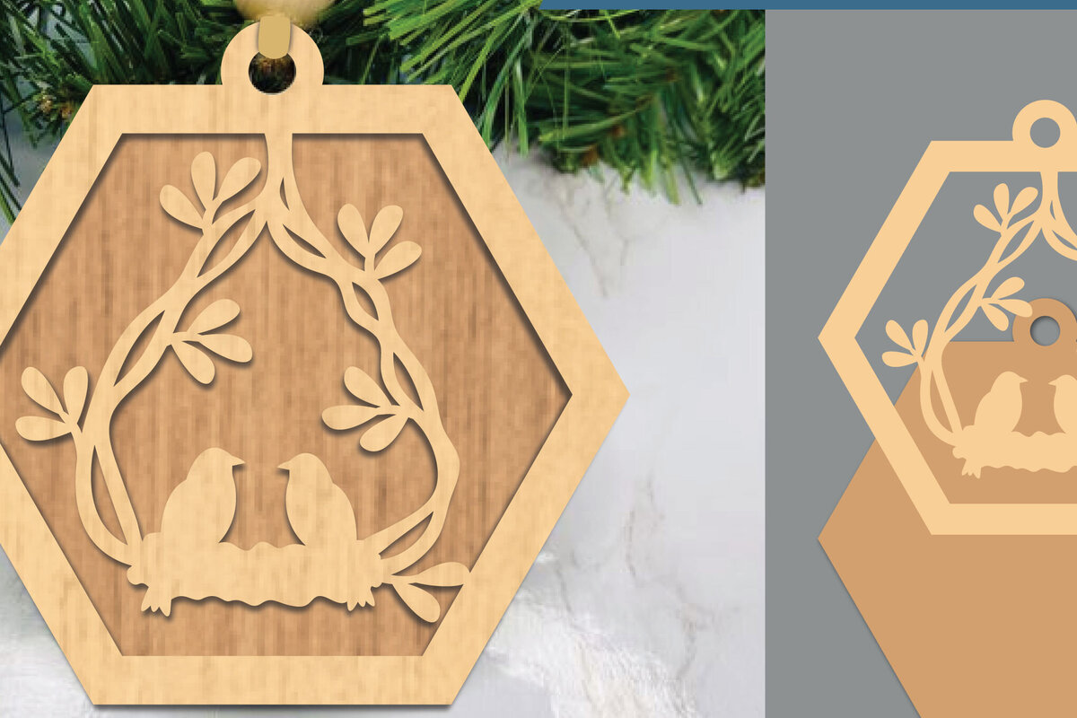 Intra απο ξύλο plywood 3mm-4mm πάχος - Στολίδι Couple Birds Cut Laser  4 Δίασταση 6x6 cm INTRAFABR-105468902