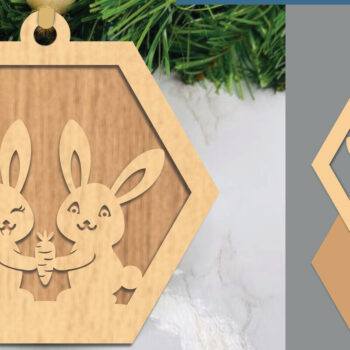 Intra απο ξύλο plywood 3mm-4mm πάχος - Στολίδι με κομμένο λέιζερ Ζευγάρι  Δίασταση 6x6 cm INTRAFABR-105468949 - Image 1