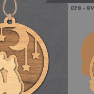 Intra απο ξύλο plywood 3mm-4mm πάχος - Στολίδι Couple Cats Laser Cut  Δίασταση 6x6 cm INTRAFABR-112011388