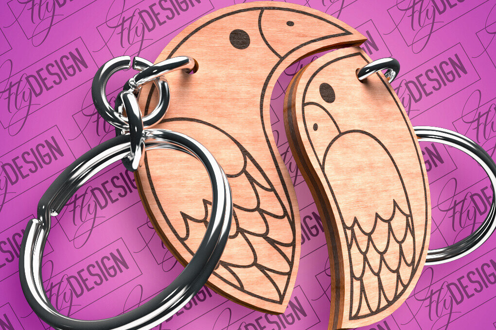 Intra απο ξύλο plywood 3mm-4mm πάχος - Μπρελόκ Καρδιά Ζευγαριού | Laser Cut  Δίασταση 4x4 cm INTRAFABR-81182064